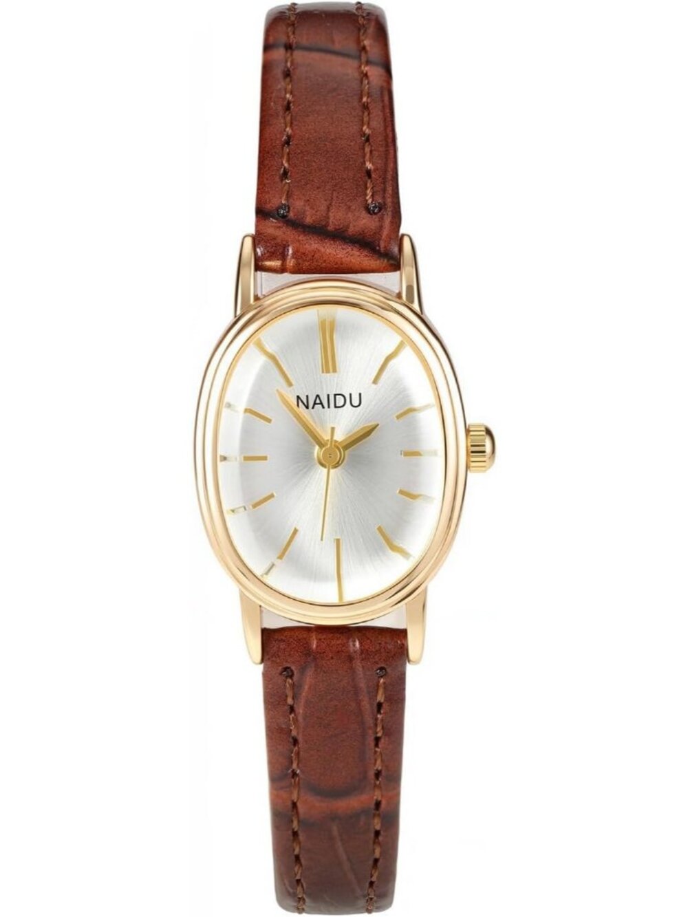Women's Coffee Oval Case Analogue Quartz Ladies Small Casual Elegant Wrist Watch